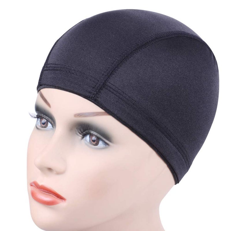 YANTAISIYU 2 Pcs/Lot Black Dome Cap Wig Caps Stretchy Wig Cap with Wide Elastic Band for Making Wig (Dome Cap M) - Image 2